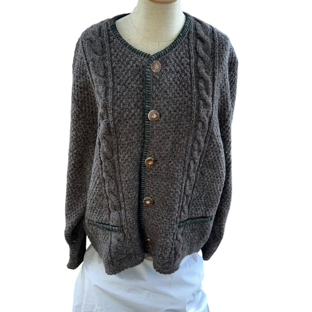 Stape NEW NWT Super thick wool Austrian Cardigan sweater cable knit size 56 XL